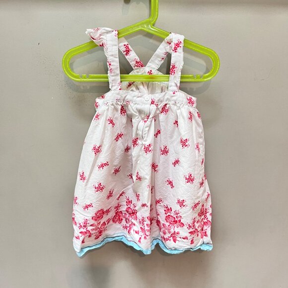 Janie And Jack Toddler Girls White & Red Summer Dress Size 4 With Floral Pattern - Picture 2 of 5